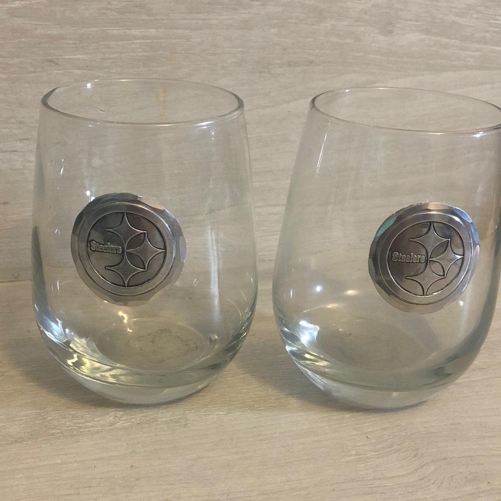 Pittsburgh Steelers Wendell August Forge 16 oz. Stemless Wine Glasses Lot of 2